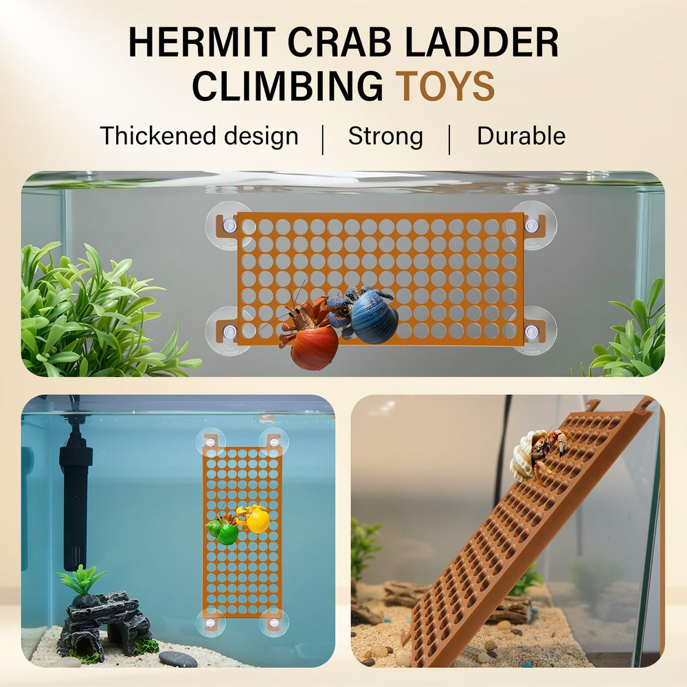 Enhon hermit crab climbing toy in-tank view highlights vertical play space.