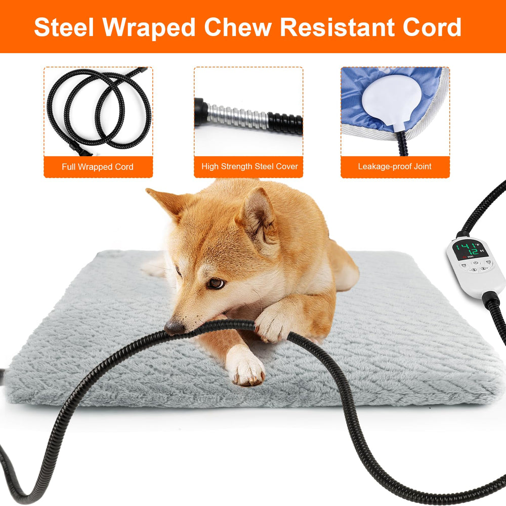ENJOY PET heated pet pad timer display shows precise 12-level temperature control.