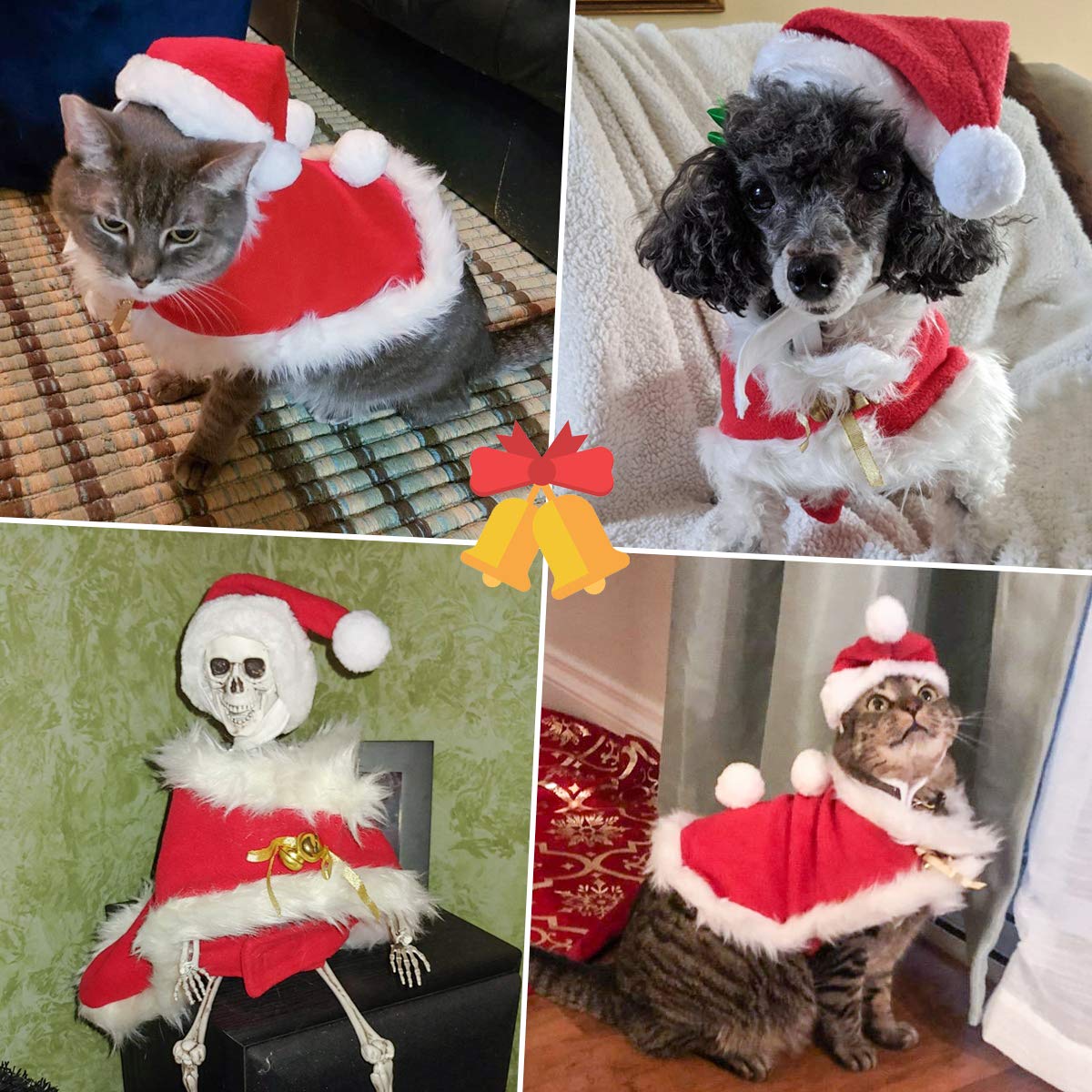 Enjoying Cat Christmas Costume adjustable fasteners ensure comfortable fit.