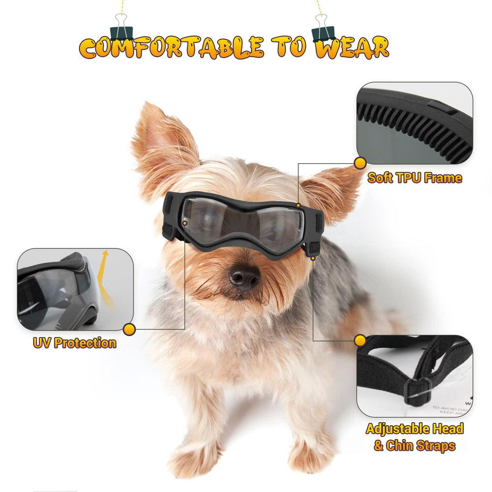Enjoying dog sunglasses two fixed straps keep glasses stable during brisk walks and rides