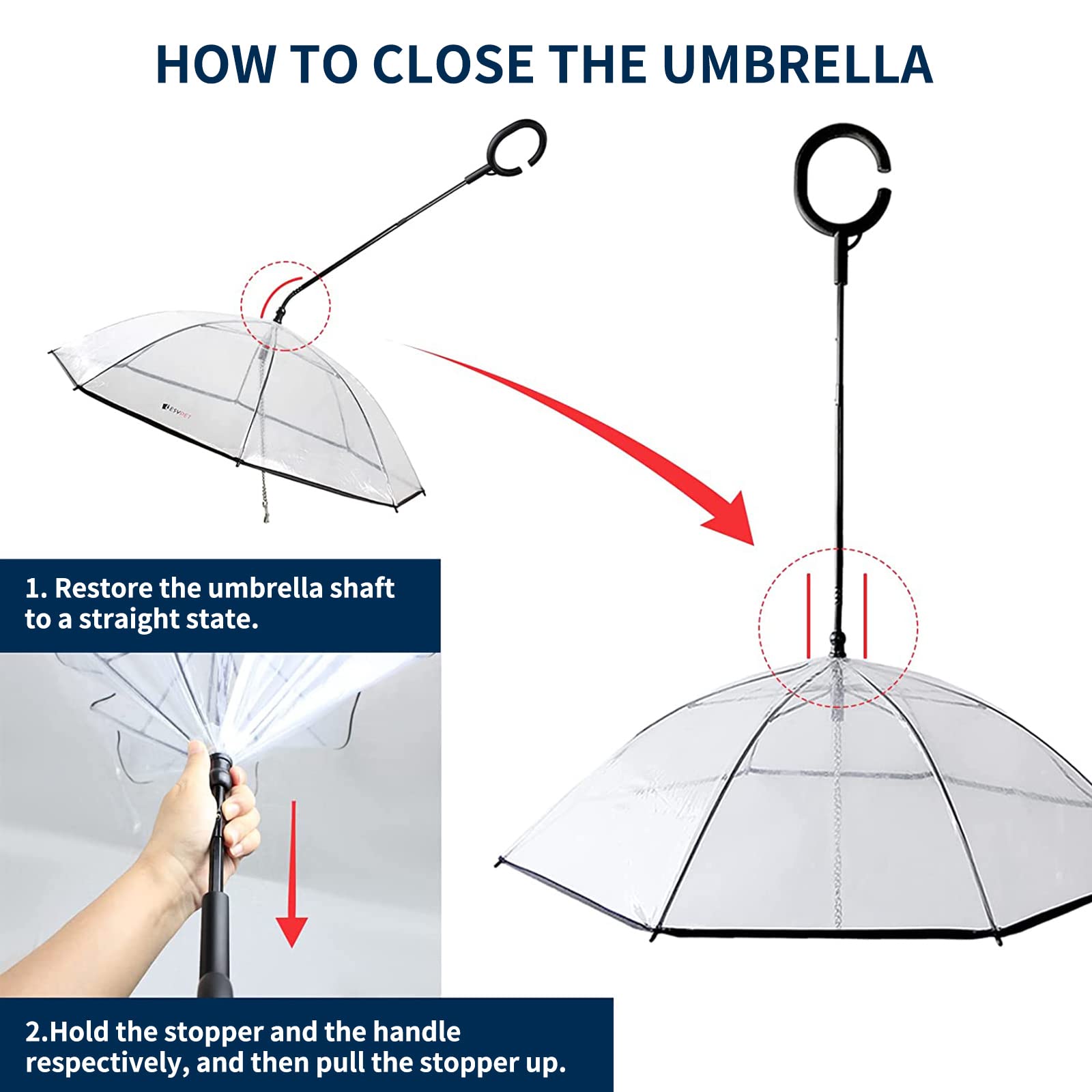 Enjoying dog umbrella ergonomic-handle provides secure grip for comfortable walks.