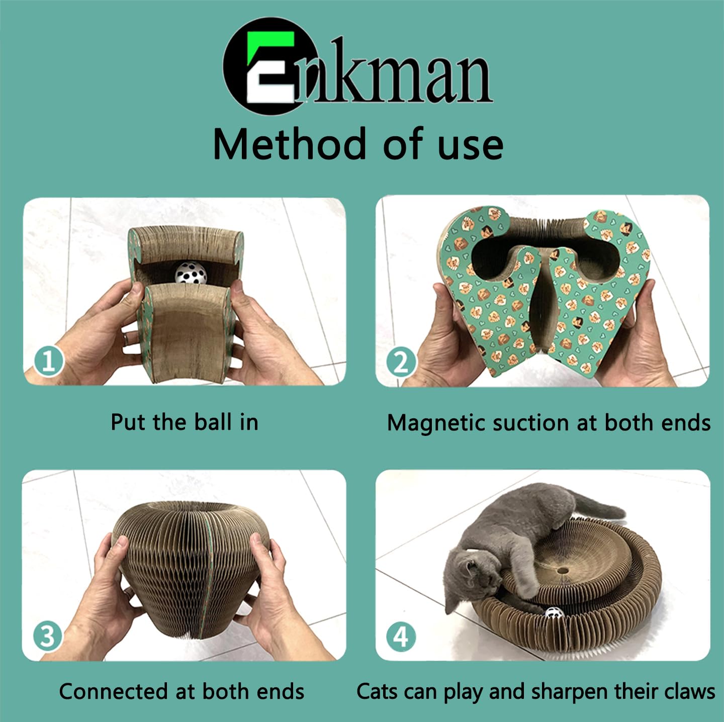 Enkman Kitty Curls ideal for indoor cats, protects furniture during activities.