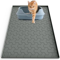 ENNHJD silicone cat litter mat 34x22 waterproof edge traps spills and protects floors.