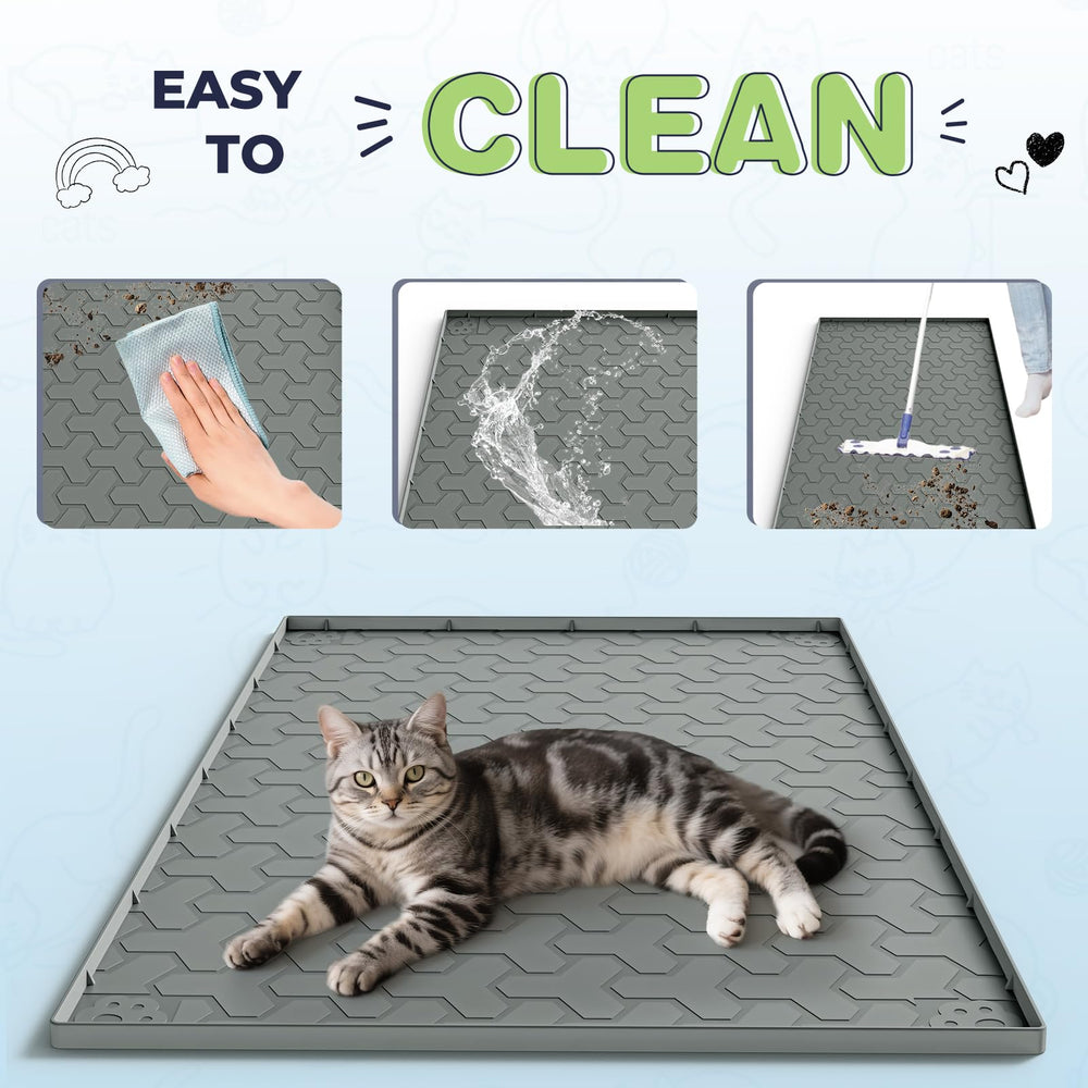 ENNHJD silicone cat litter mat non-slip base stays put during daily use.