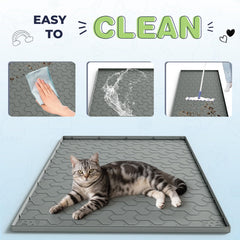 ENNHJD silicone cat litter mat non-slip base stays put during daily use.