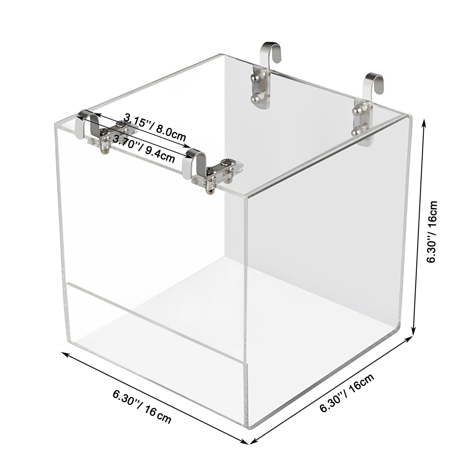 EnoYoo Big Bird Bath Cage side view highlighting hanging hooks for secure placement