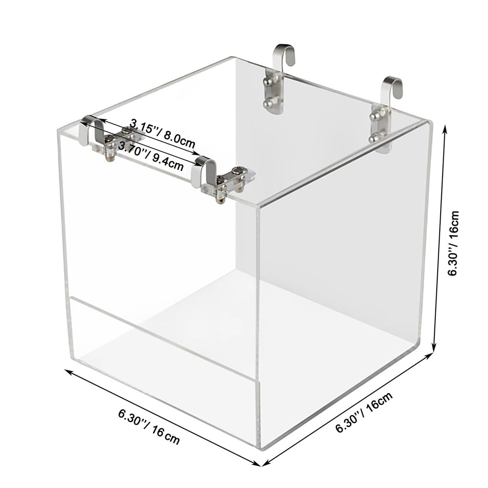 EnoYoo Big Bird Bath Cage side view highlighting hanging hooks for secure placement