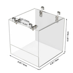 EnoYoo Big Bird Bath Cage side view highlighting hanging hooks for secure placement