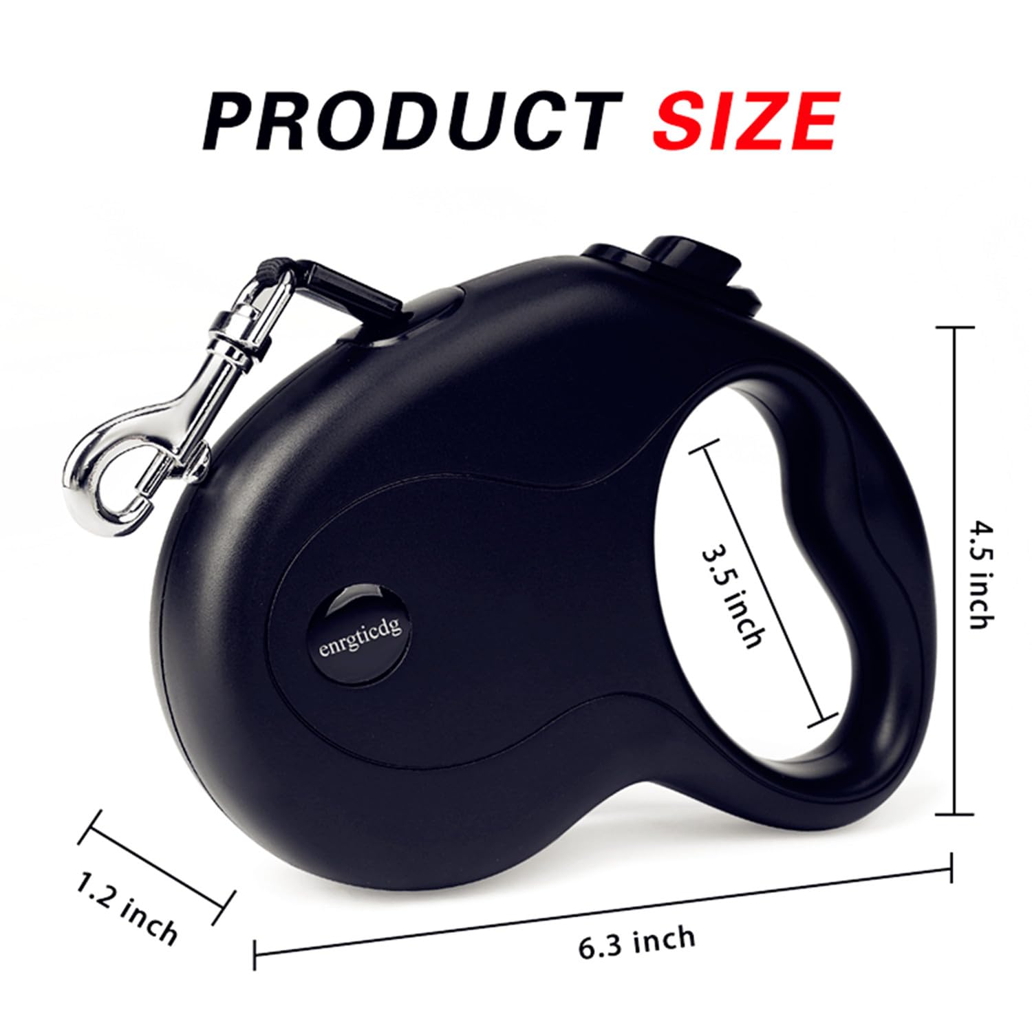 enrgticdg retractable leash close-up on ergonomic handle for comfortable walks.