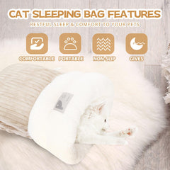 Ensthee cama gato terciopelo exterior suave y elegante.