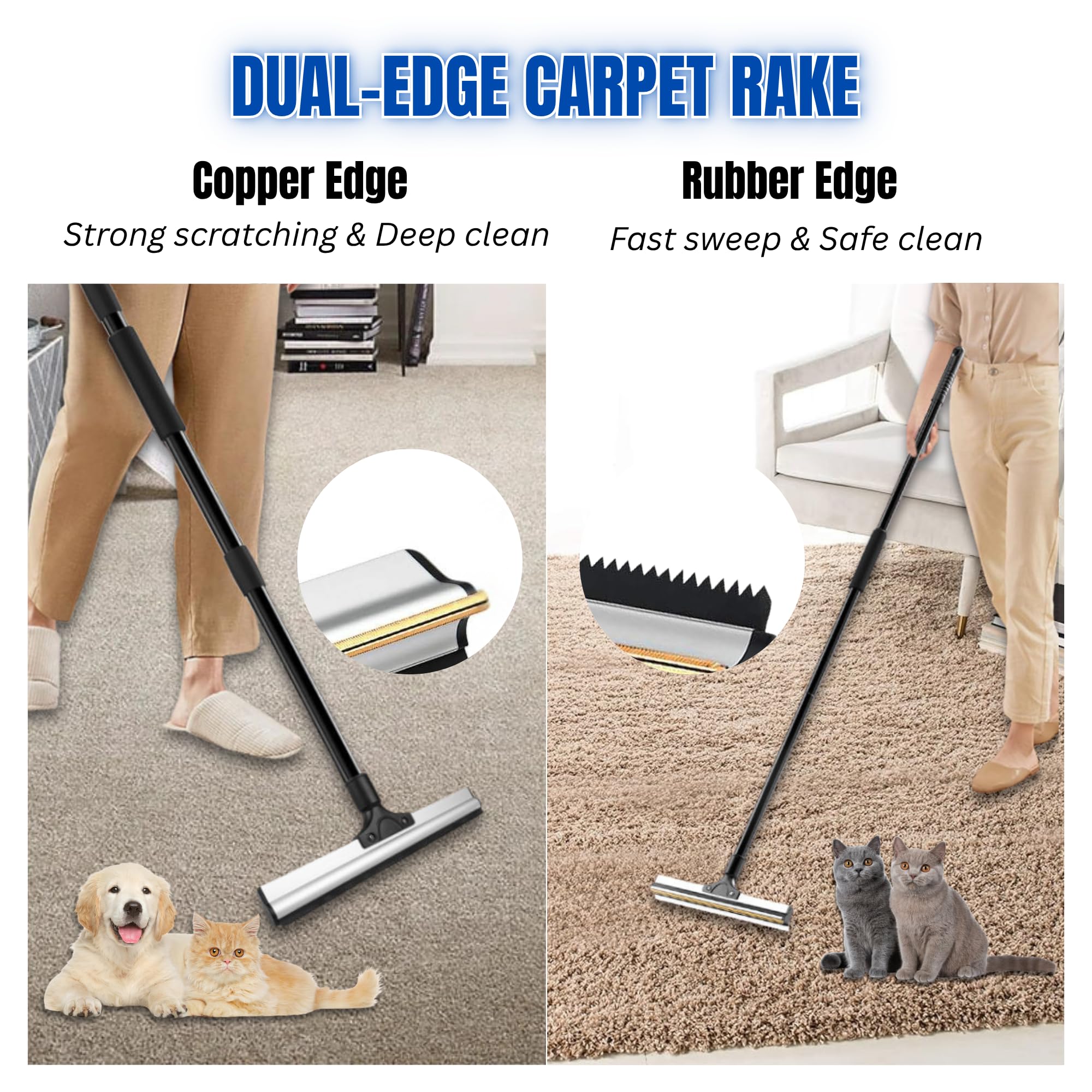 ENUKYCOM 61 inch adjustable handle extends reach for cleaning under furniture