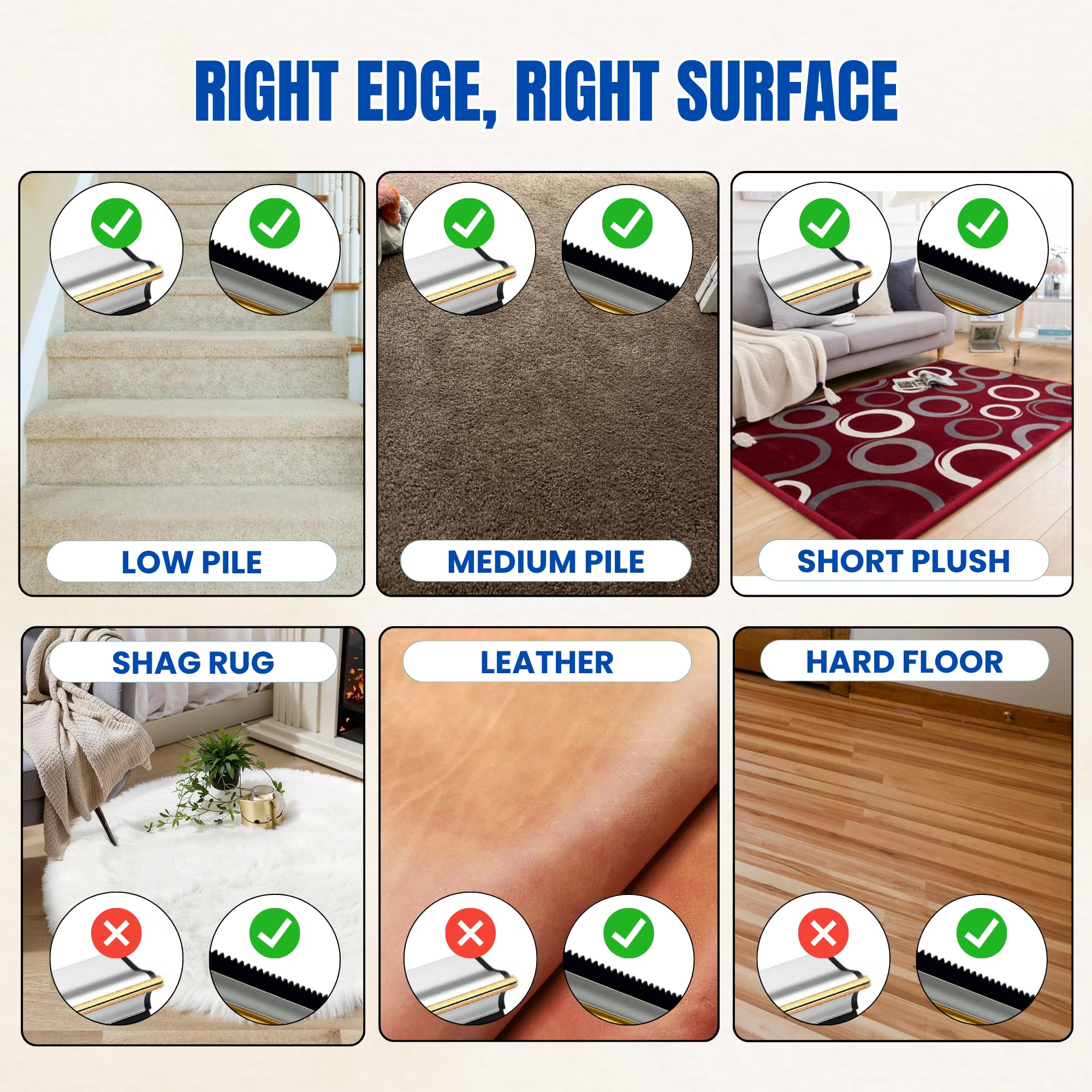 ENUKYCOM dual edge rake deep cleans carpets stairs and sofas for pet hair removal
