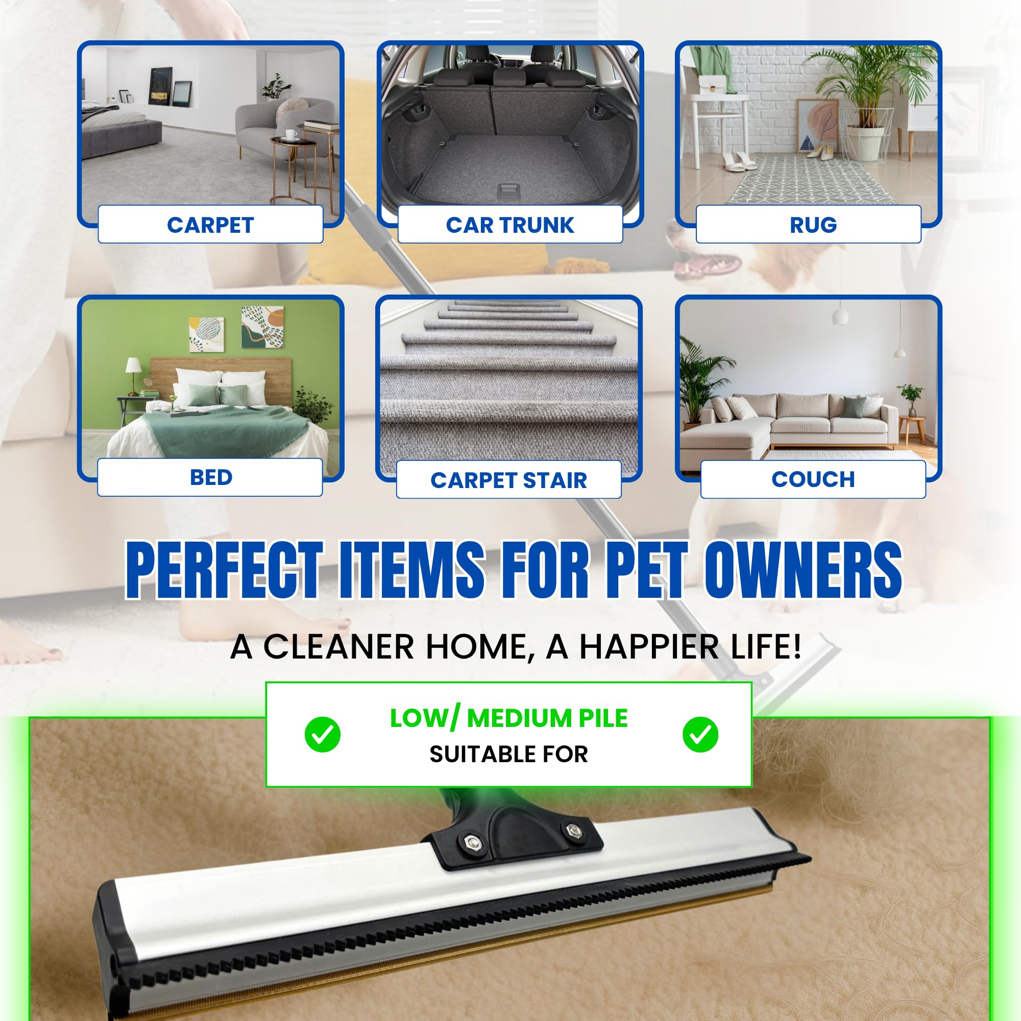 ENUKYCOM pet hair removal tool for homes with cats and dogs