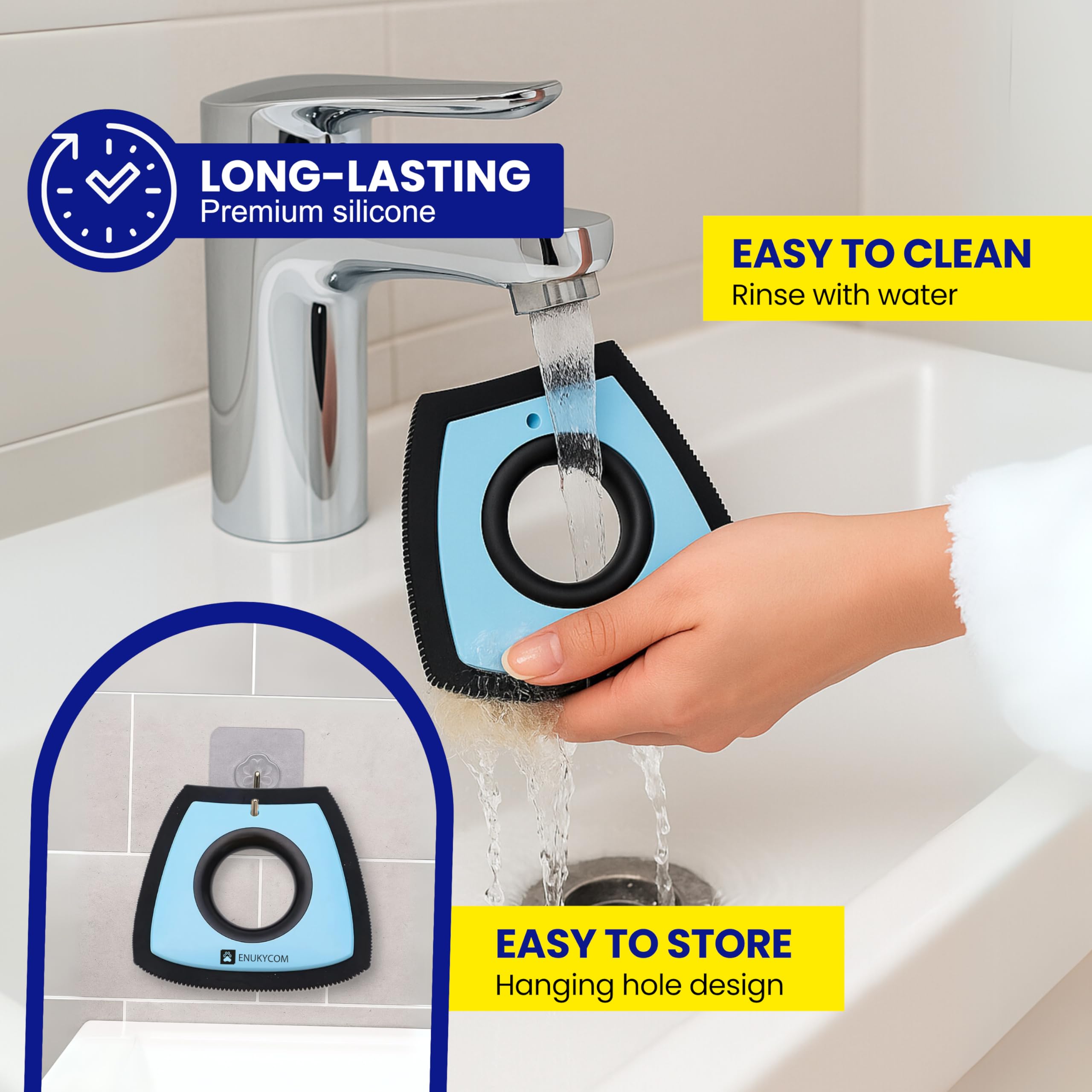 ENUKYCOM durable pet hair scraper built for endless reuse and steady performance