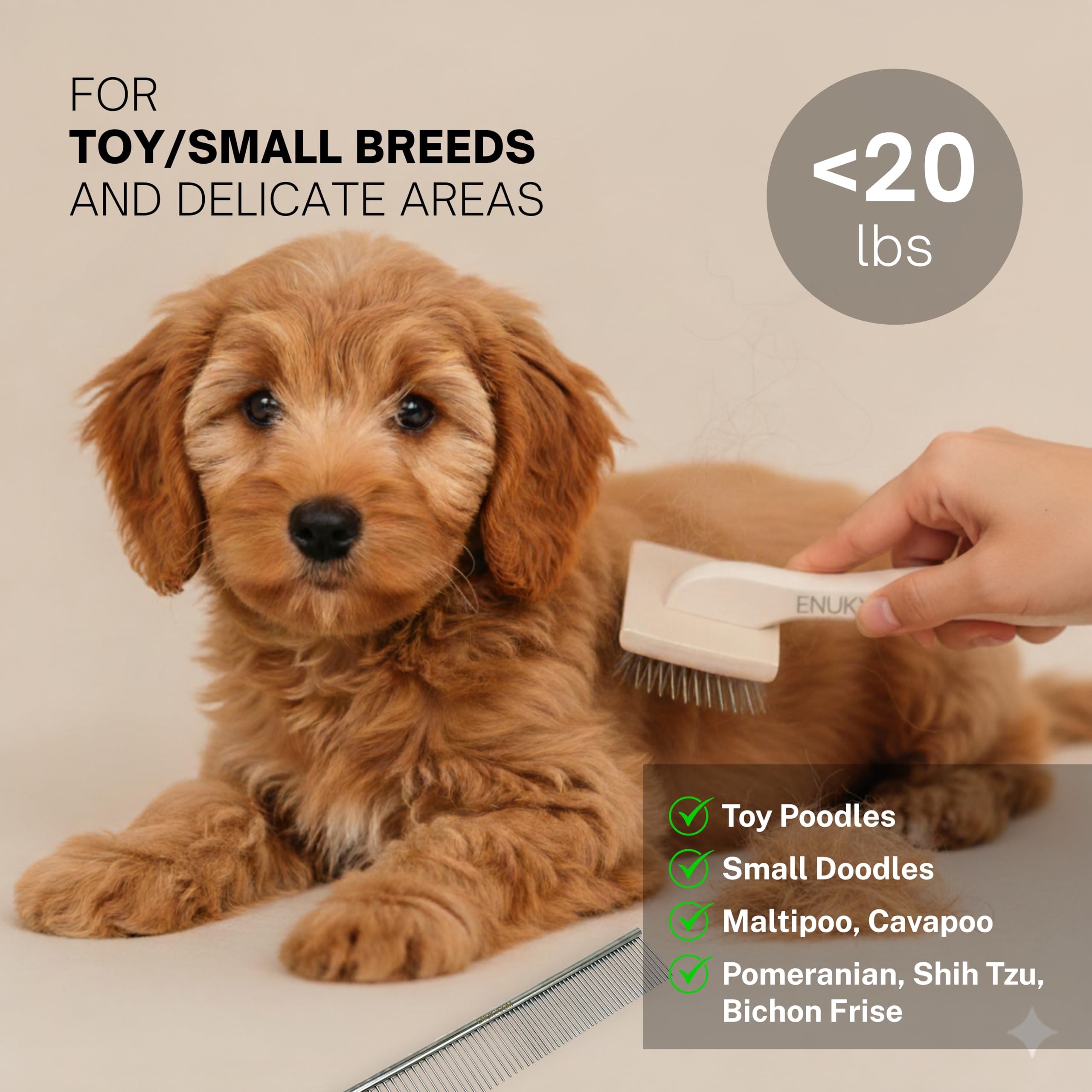ENUKYCOM ergonomic handle grooming tool provides comfortable grip in long sessions.