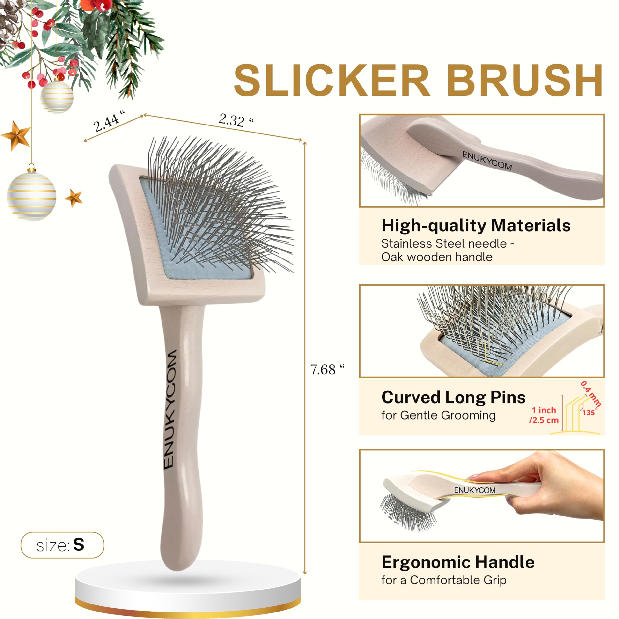 ENUKYCOM stainless steel cleaning comb keeps fur tidy and tools hygienic.