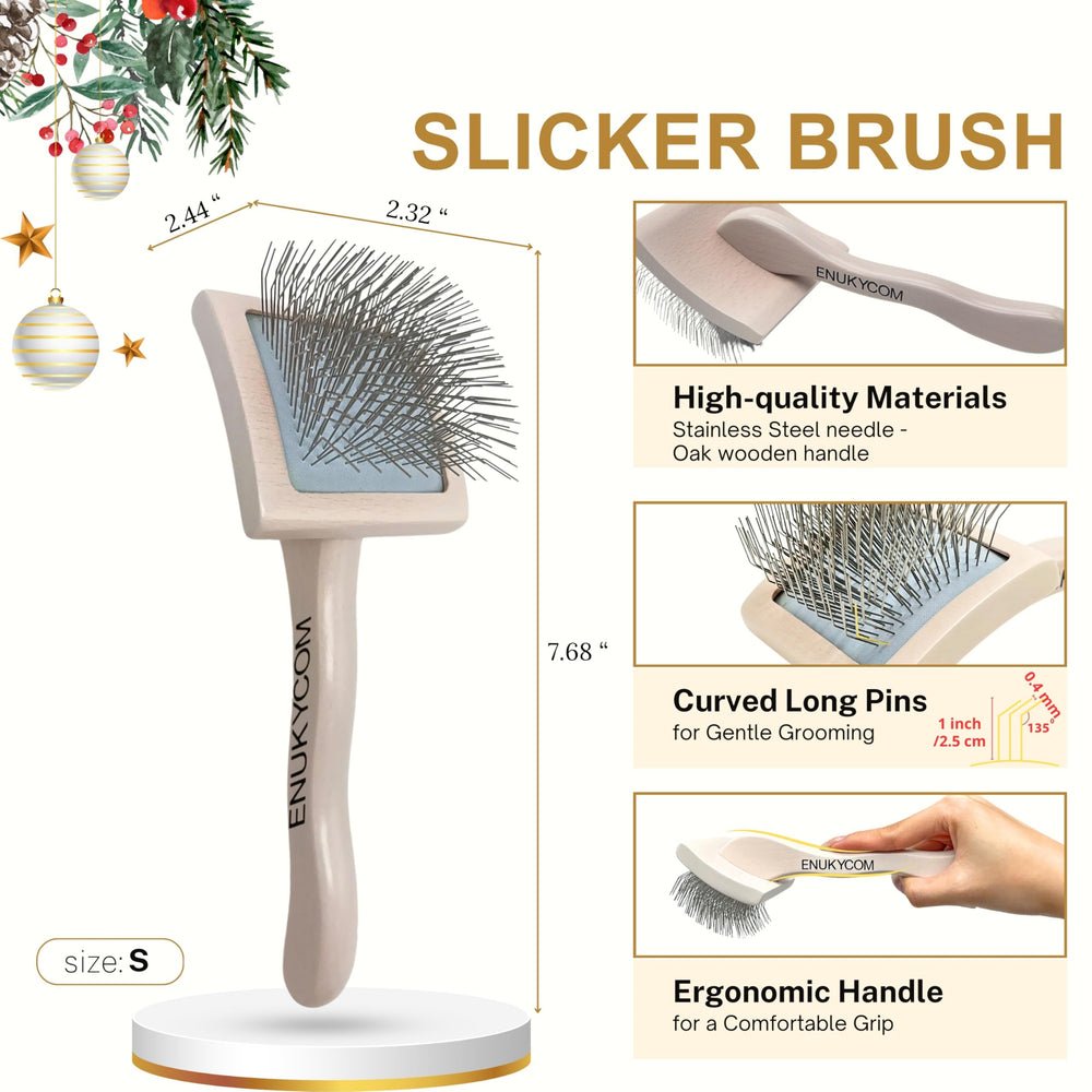 ENUKYCOM stainless steel cleaning comb keeps fur tidy and tools hygienic.