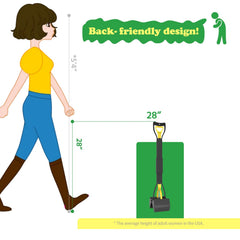 EODELLY extra-long handle in use reduces bending during backyard pickups.