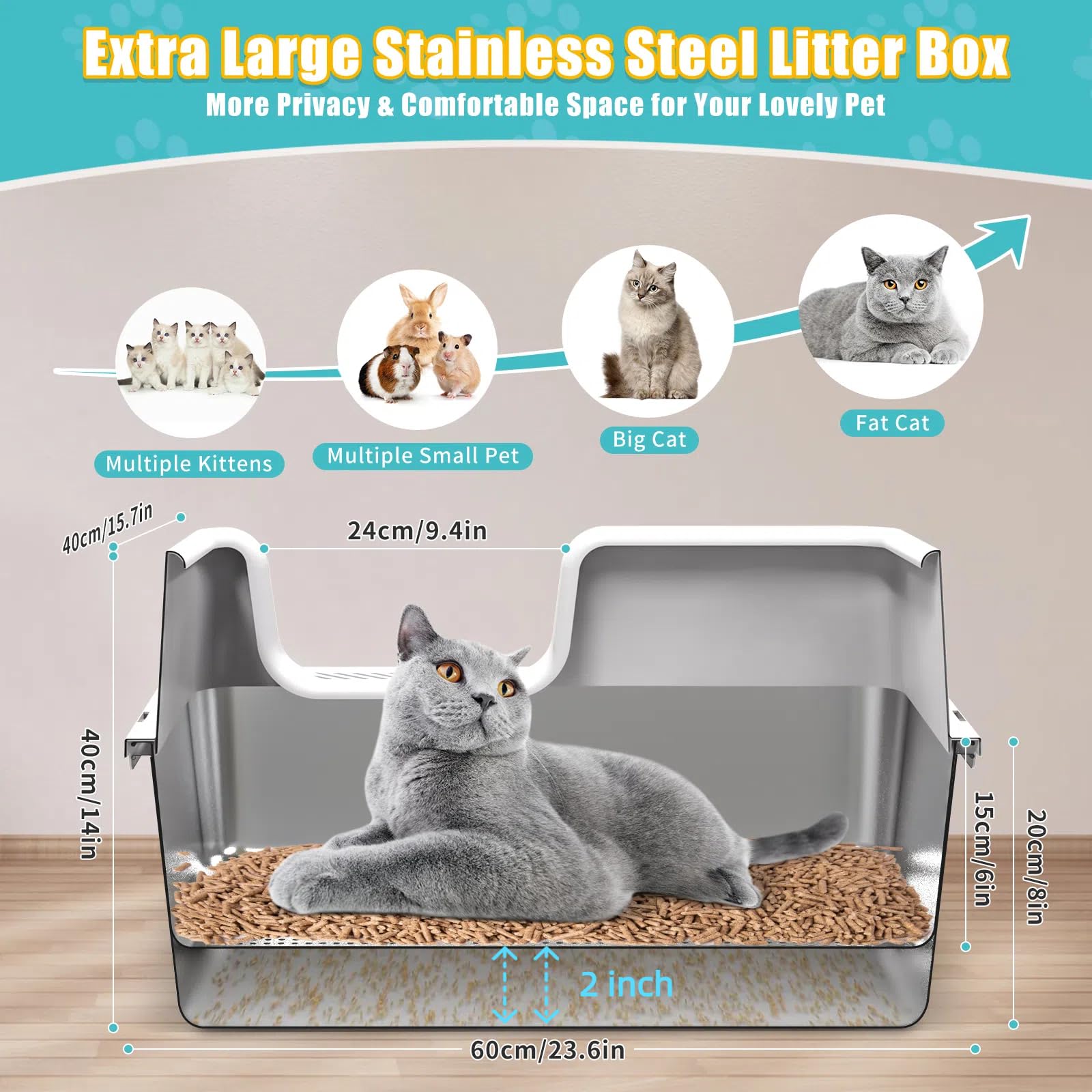 EODO XL interior sifting area quickly separates waste from clean litter