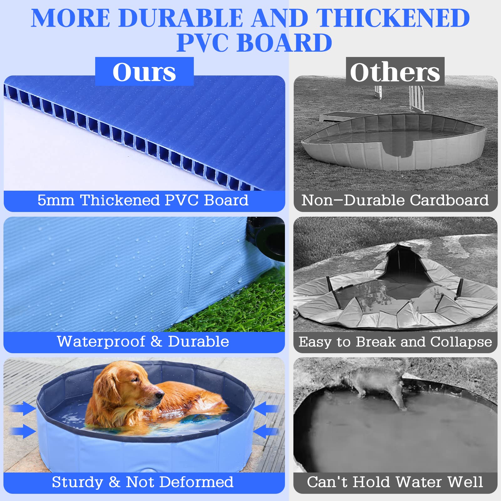 Eooqi foldable dog pool with drainage valve for easy draining.
