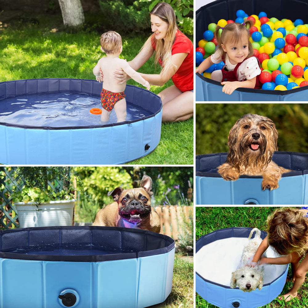 Eooqi foldable dog pool grey open suited for stylish backyard use