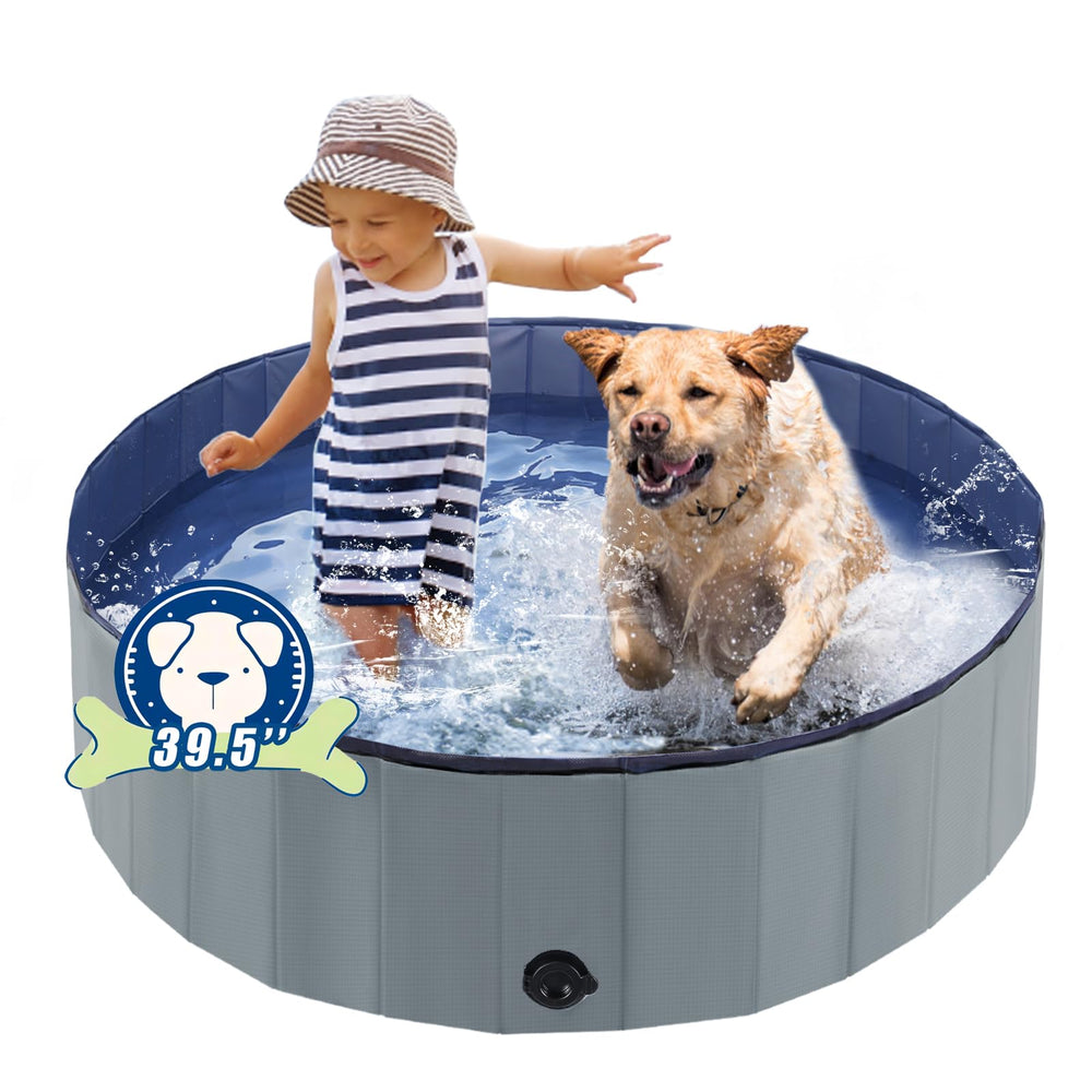 Eooqi foldable dog pool open for quick backyard setup and cooling.