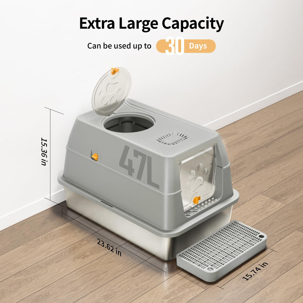 Eosarcu litter box side view shows tall walls for odor containment
