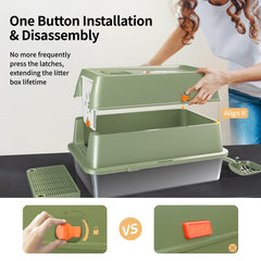 Eosarcu stainless steel cat litter box green anti leakage design helps prevent urine spread and odors