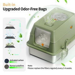 Eosarcu stainless steel cat litter box green compact design fits corners and saves space