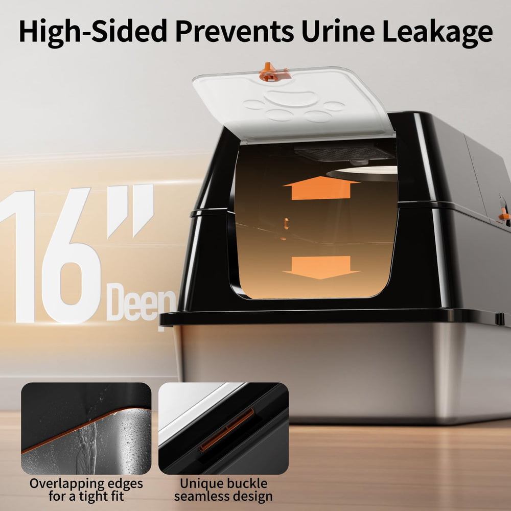 Eosarcu included steps and scoop simplify litter management.