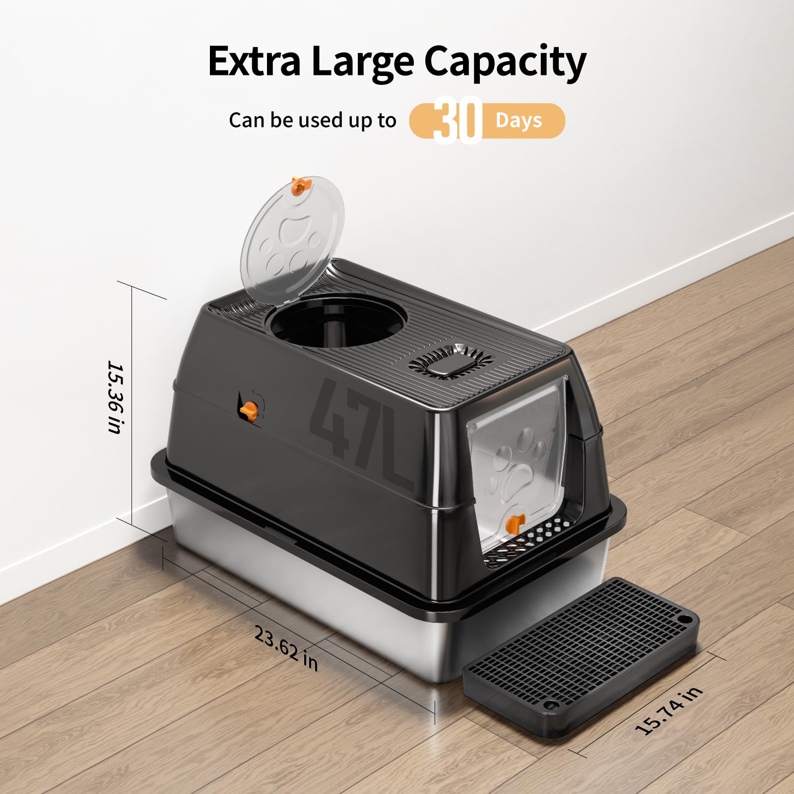 Eosarcu XL front view shows extra-large base for big cats.