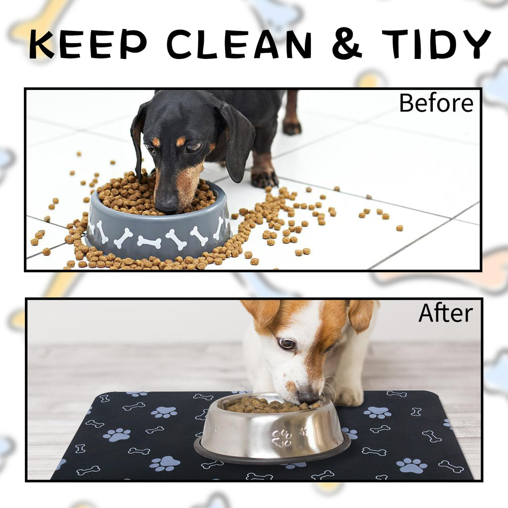EP Jeans pet mat rollable for compact storage after meals.