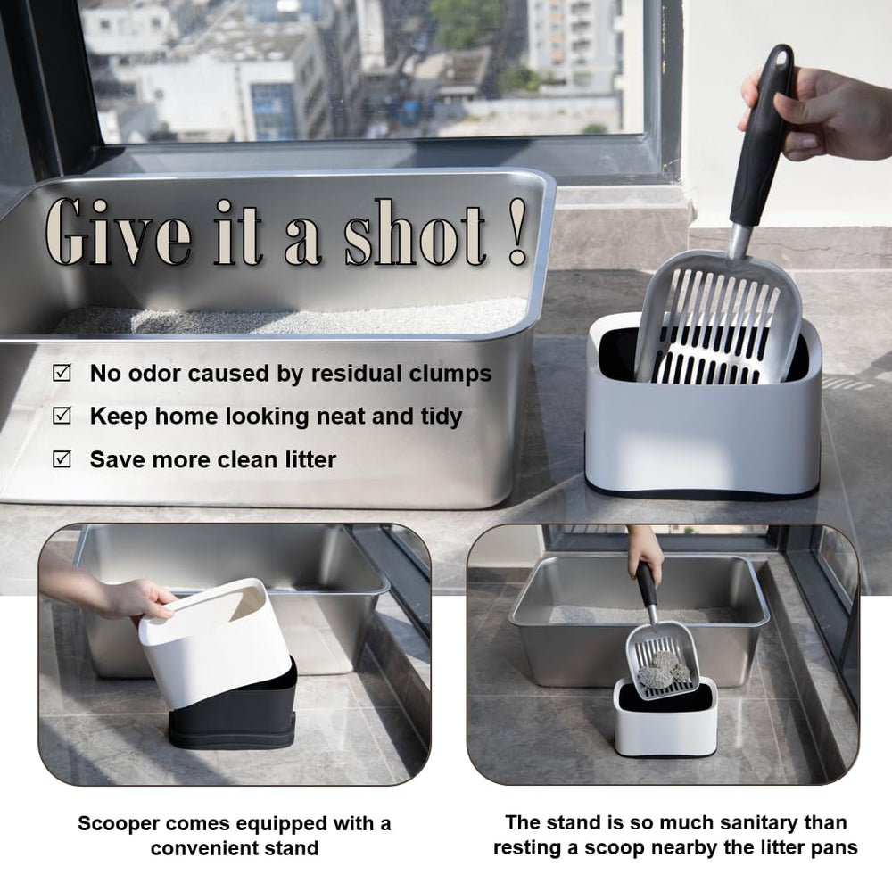 Epargnaro scoop in use reducing dust and mess during scooping