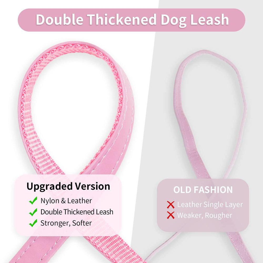 Epesiri pink D-ring collar with leash compatibility for secure daily walks.