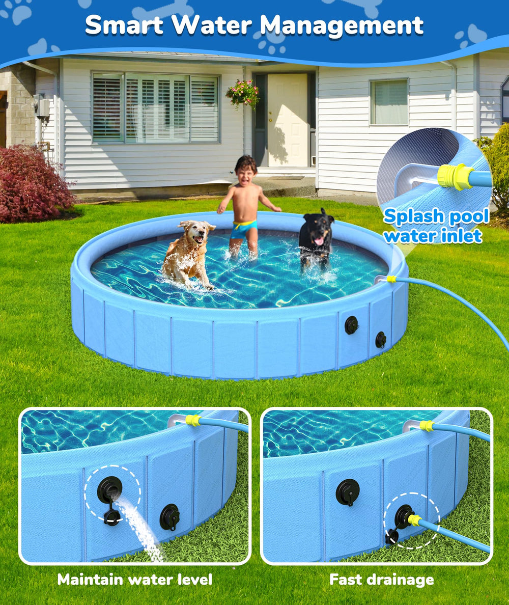 EPN large foldable dog pool 97-inch diameter ideal for multiple pets