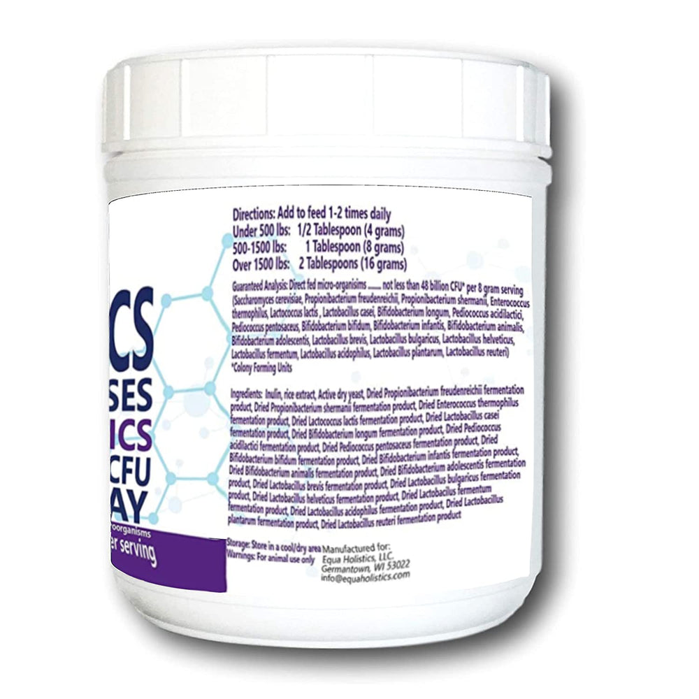 Equa Holistics HealthyGut Probiotics for Horses scoop for measuring powder for easy daily feeding.