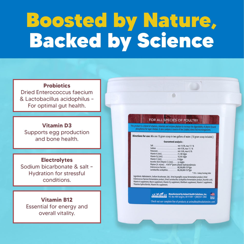 Equerry's Flock PRO vitamin-mineral-electrolyte label conveys complete early-life nutrition for growth