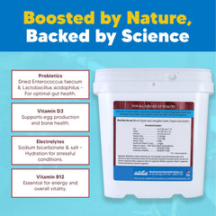 Equerry's Flock PRO vitamin-mineral-electrolyte label conveys complete early-life nutrition for growth