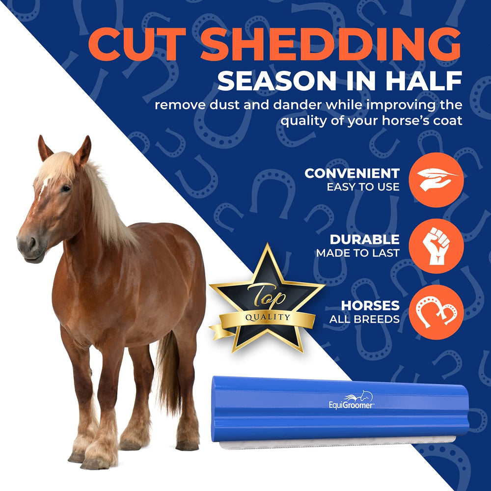 EquiGroomer deshedding brush wooden-handle detail shows sustainable materials and easy cleaning.