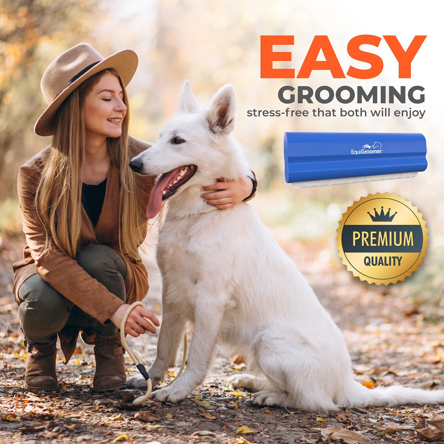 EquiGroomer EasyGroomer Deshedding Brush stored in case keeps grooming supplies organized.