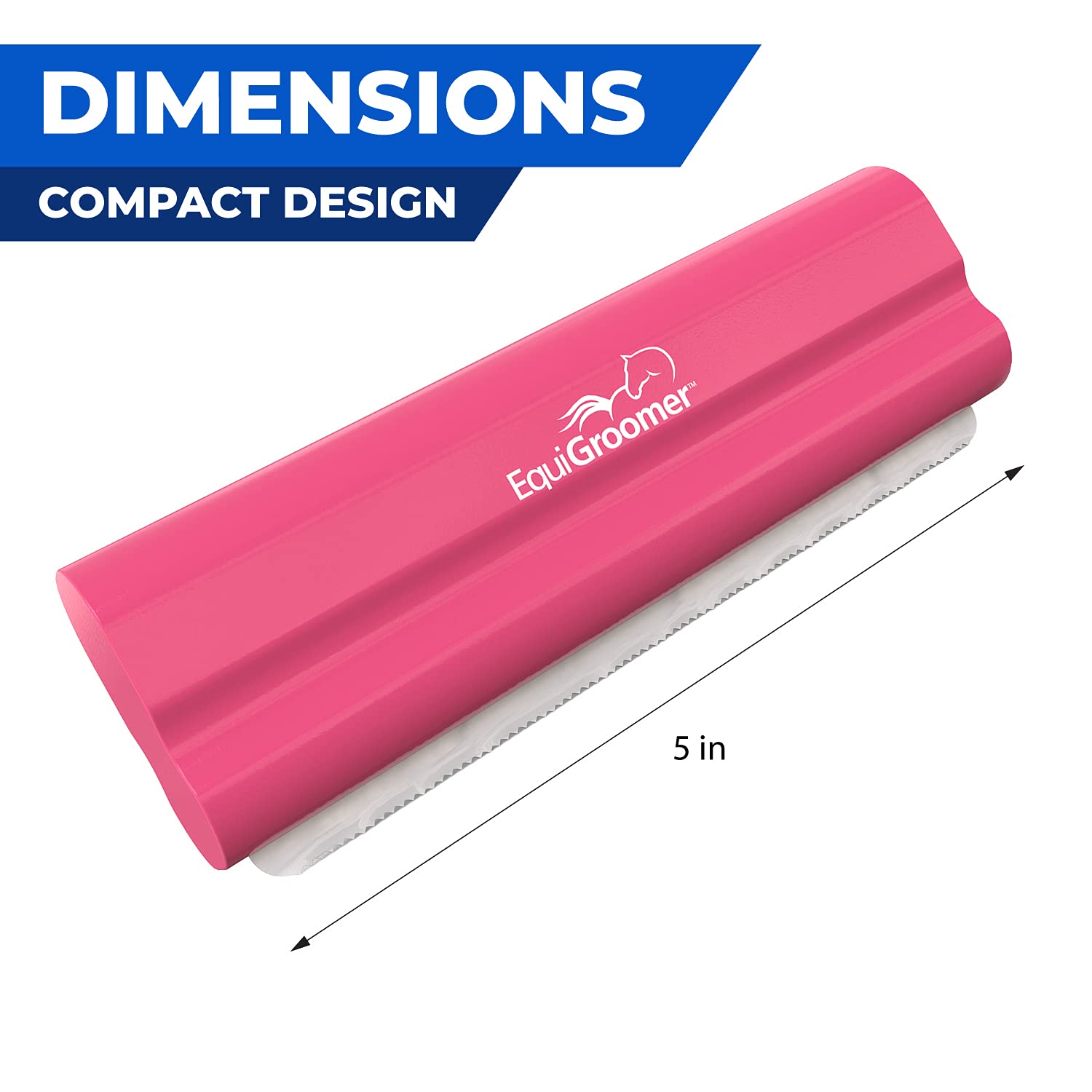 EquiGroomer EasyGroomer pink deshedding brush on dog coat demonstrates quick shedding control.