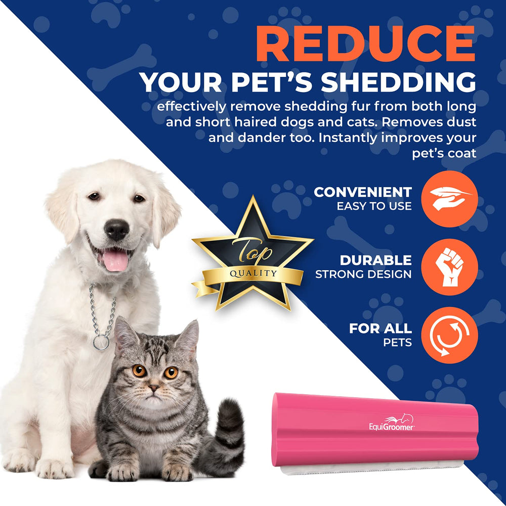 EquiGroomer EasyGroomer pink deshedding brush ergonomic handle for comfortable grooming sessions.