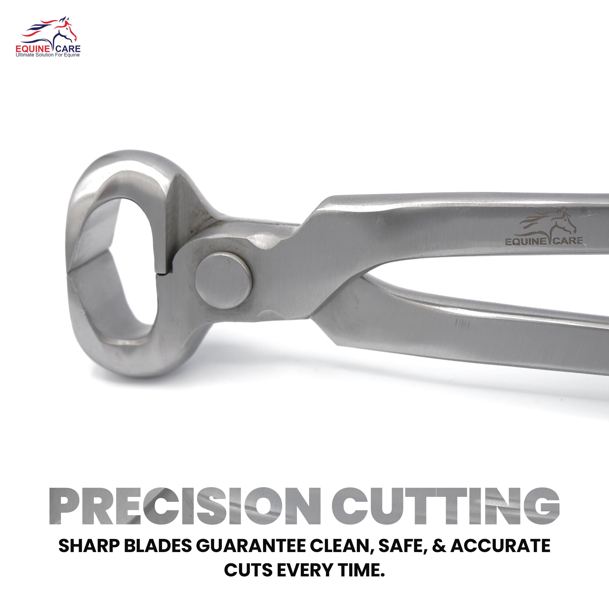 Equine Care hoof nippers full-tool-shot shows complete professional tool.