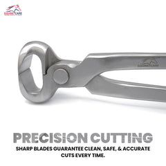 Equine Care hoof nippers full-tool-shot shows complete professional tool.