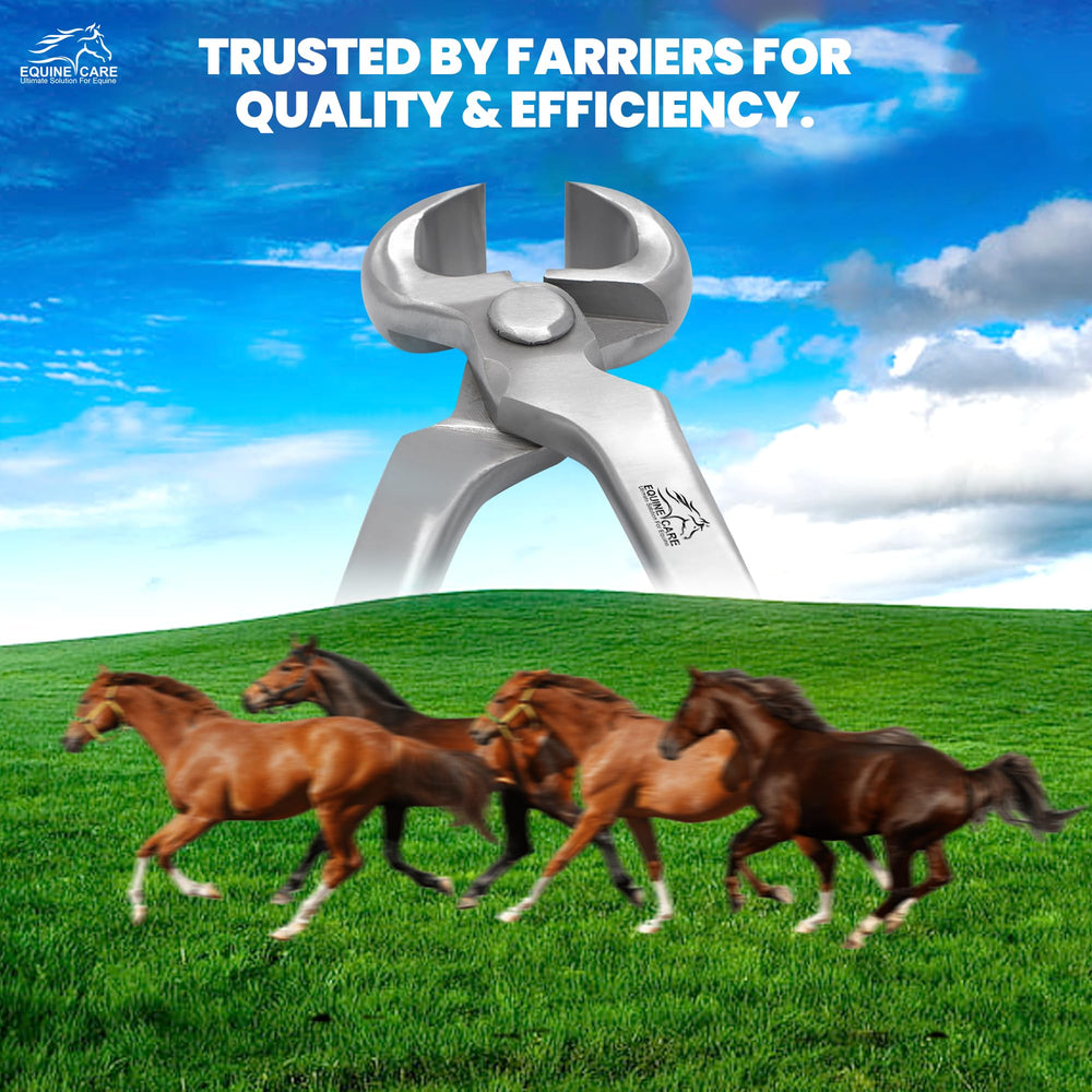 Equine Care hoof nippers packaging guarantee signals trusted professional performance.