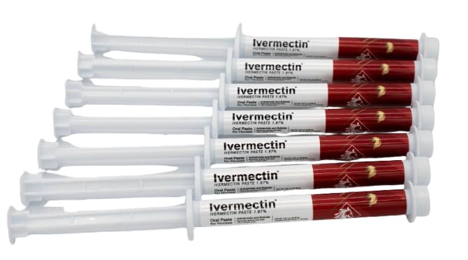 Equine Prime ivermectin seven-pack vials show 6cc size for livestock parasite management