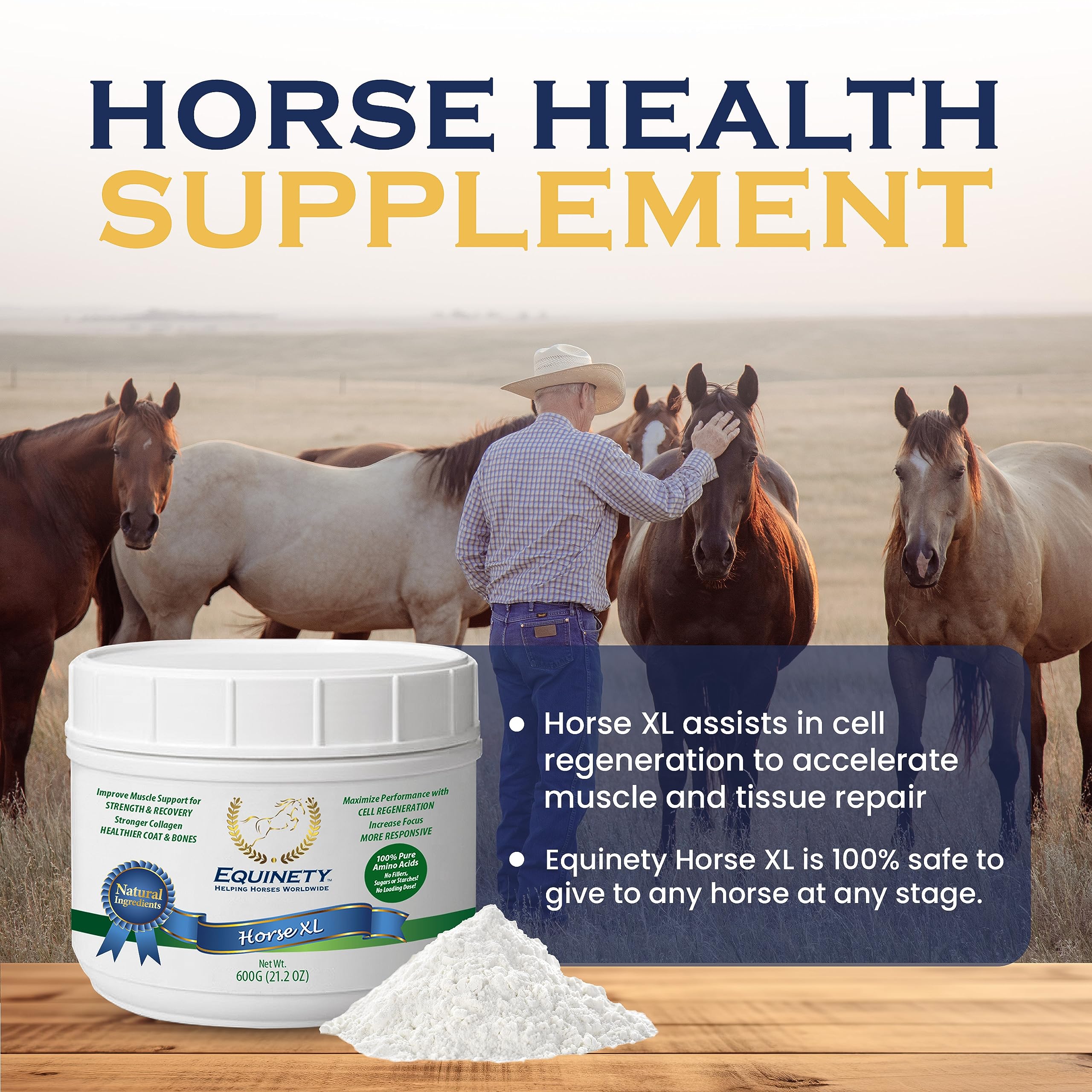 Equinety Horse XL scoop resting beside tub for easy daily dosing