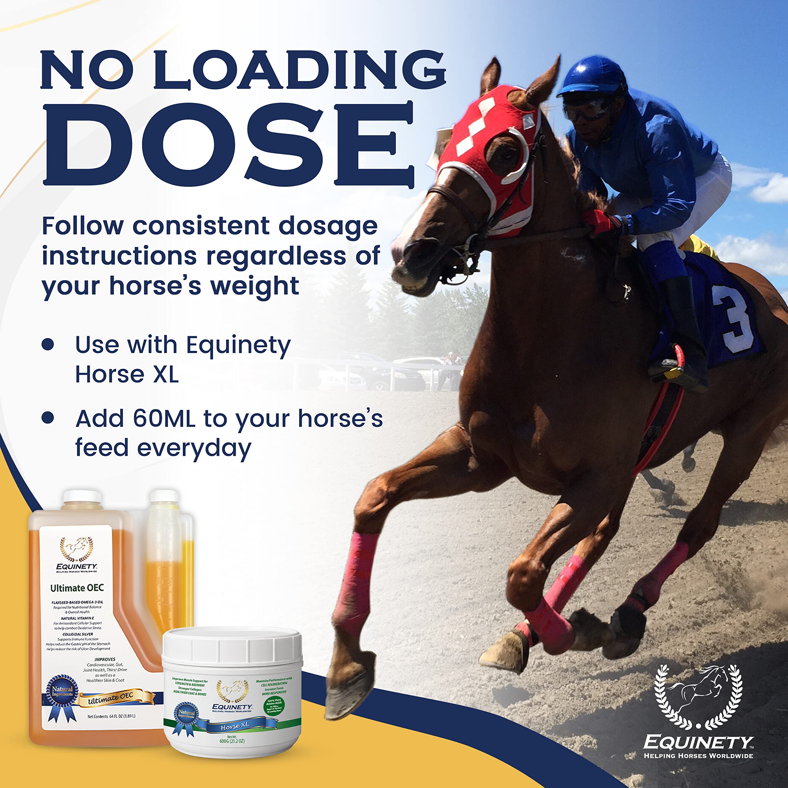 Equinety Ultimate OEC joint-support graphic highlights potential mobility benefits for horses.