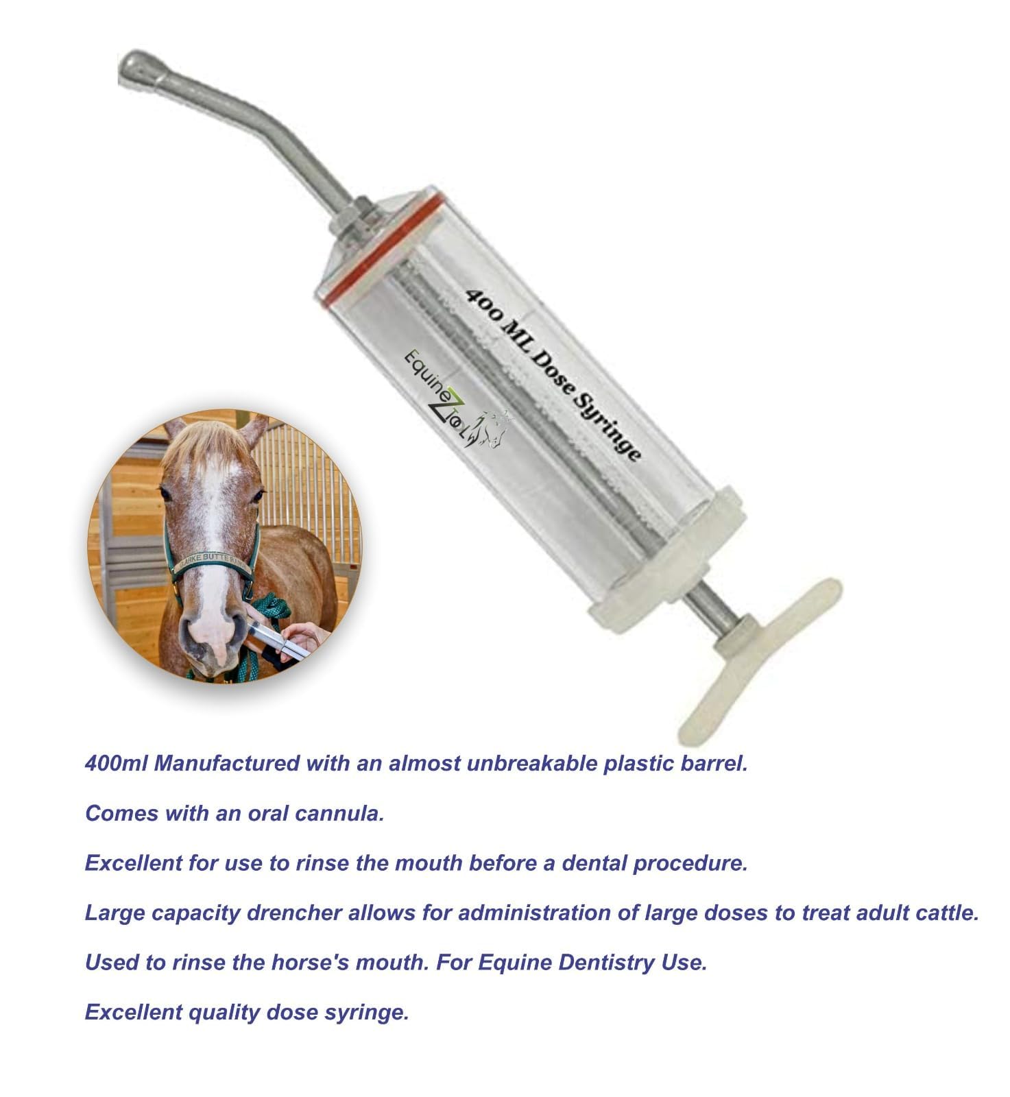 Equinez Tools plastic dose syringe multi-species use for drenching, flushing, and supplementation