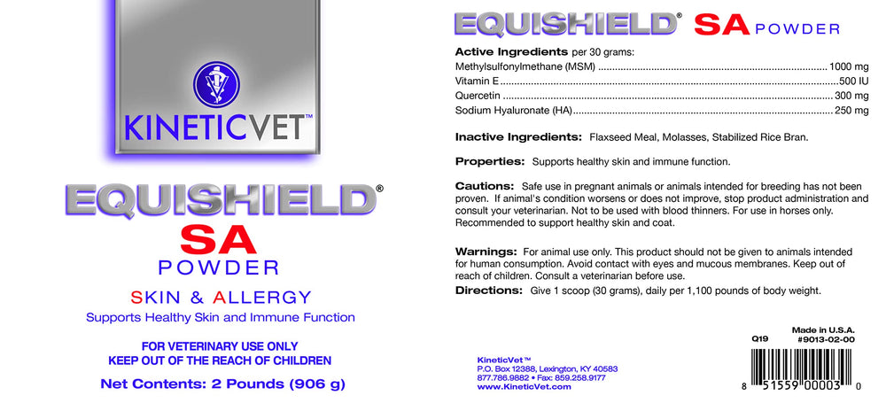 EquiShield KineticVet SA powder scoop image demonstrates daily dosing for aversion management.